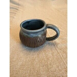 Hand Thrown Stone Founders Hall Coffee Mug. Blue and Brown Detailed Mug